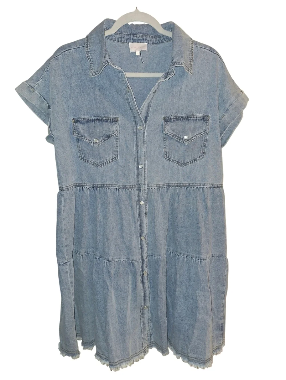 Nwot Entro Raw Hem Ruffled Denim Western Rodeo Dress Size Small - Picture 2 of 6